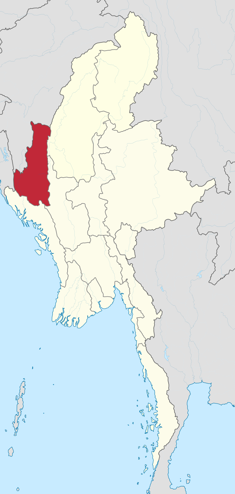 Location of Chin State in Myanmar