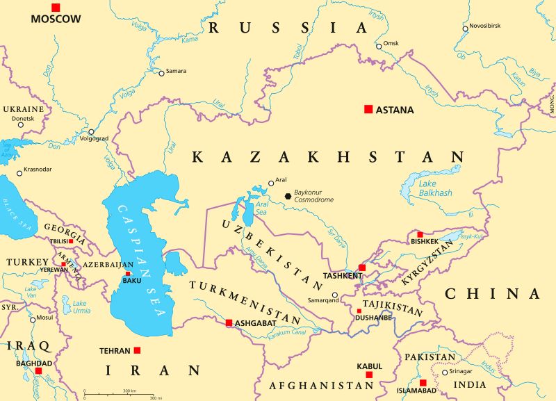 kazakh language map